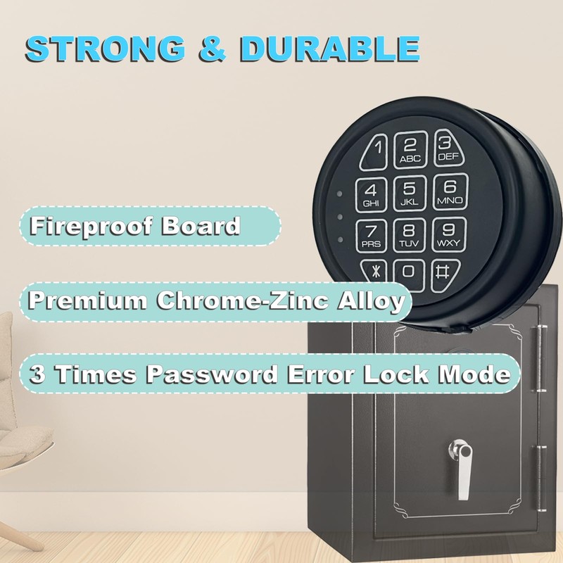 Electronic Safe Lock Replacement Keypad with Solenoid Lock, Gun Safe