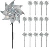 Serlvan 15 Pack Reflective Pinwheels with Stakes, 18.5" Plastic Bird