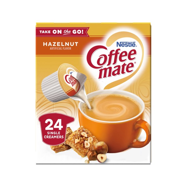 Nestle Coffee mate Creamer Liquid Singles, Hazelnut, 24 Count, Pack of 4