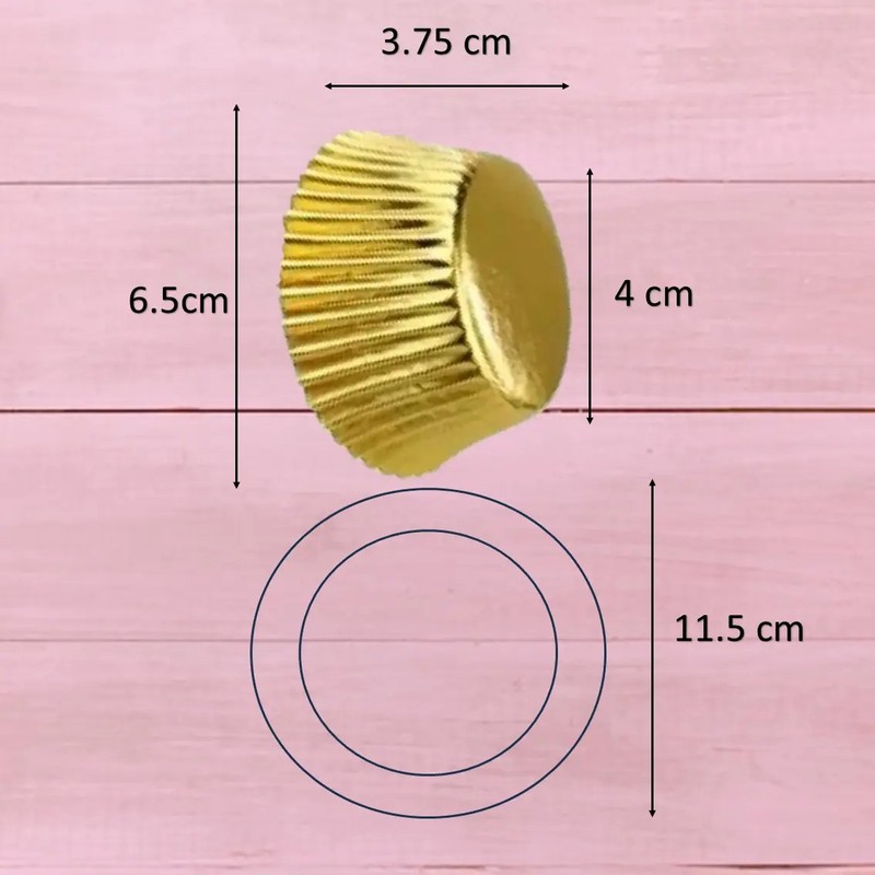 Capacillo Premium Cupcake Oro 24 K Dorado Metalico 100 Pzas