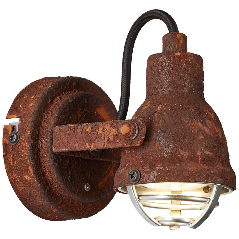 Lightbox Industrial Wall Spotlight in Vintage Look with Pivoting Head