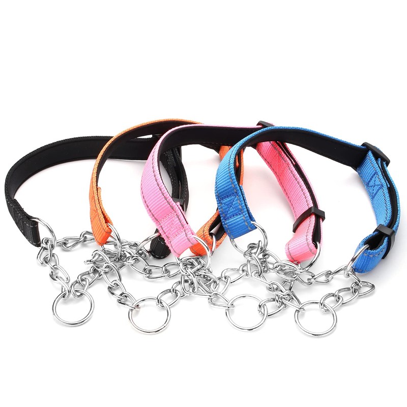 PUROAYET Martingale Dog Collar Wide 2.5CM(0.98inch) Reflective Nylon with Stainless