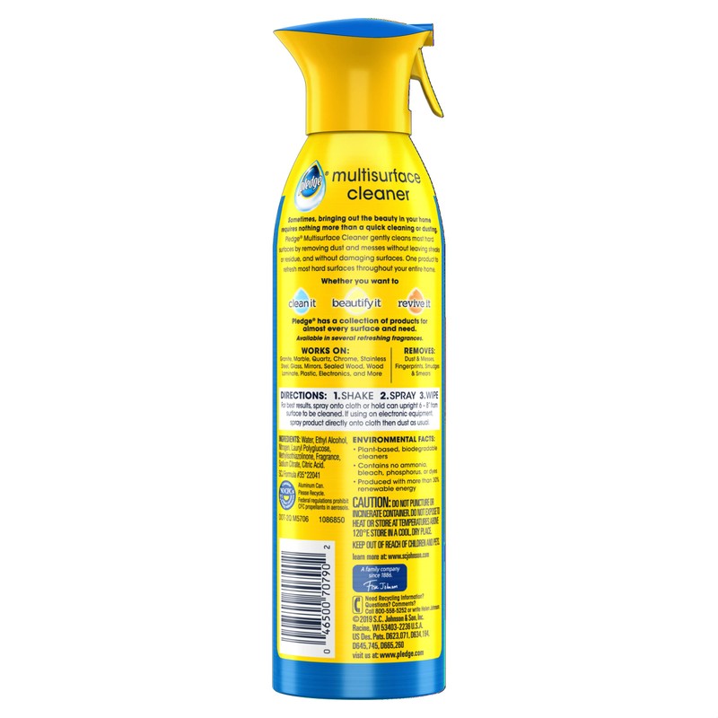 Pledge Multisurface Cleaner Spray, Rainshower Scent - Electronic, Stainless Steel