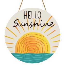 Summer Decor Wreaths for Front Door Wreath Hello Sunshine Front Door Decor Rustic Wooden Sign hanger for Pool Farmhouse Porch Home Spring Wall Decorations