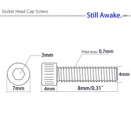 30 Pcs M4-0.7 x 8mm Hex Socket Head Cap Screws, 12.9 Grade Alloy Steel, Allen Socket Drive, Black Oxide Finish, Machine Thread，Full Thread （30 Pcs M4-0.7 x 8mm）