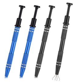 4Pack 4 Prongs Jeweler's Pick up Tool Stainless Steel Piercing Ball Grabber 4-Claw Pick up Tool for IC Chip Electronic Components Nails Clamping