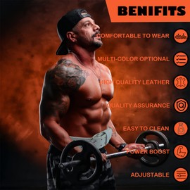 9mm Leather Fitness Weight Lifting Belt for Women&Men with 4 Inches Padded Lumbar Support for Power Lifting Workout & Squats Exercise