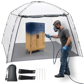 VOXOR Portable Paint Booth Tent, Large 10 x 6 x 6.6 ft Spray Paint Tent with Built-in Floor & Mesh Screen & Windproof Stakes, Spray Paint Shelter for Furniture DIY Hobby Tool, Overspray Paint Room