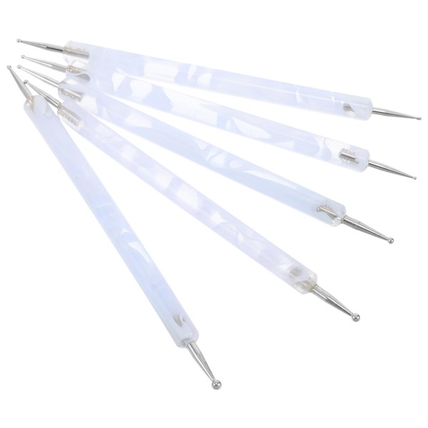 Ipetboom 5pc Nail Art Set Dotting Pens Wave Rods Stainless