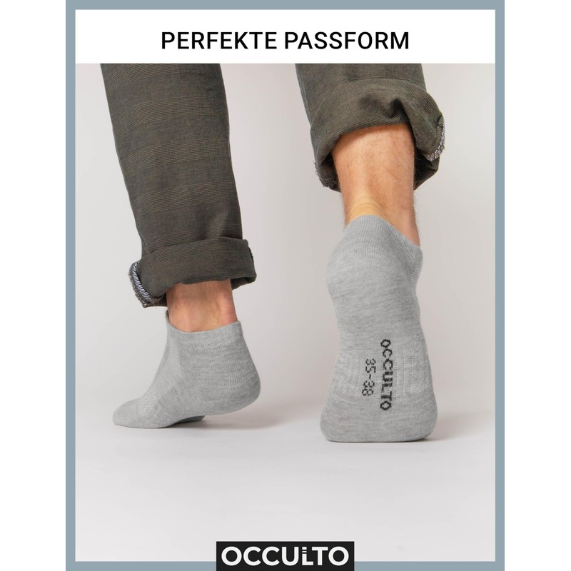 Occulto Men's Trainer Socks Pack of 10 (Model: Johannes), White,