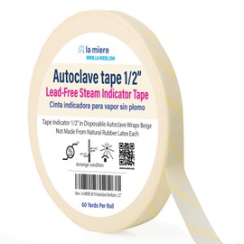 LA MIERE 60 Yd. 1 Roll of Autoclave Tape 1/2" Indicator Tape Sterilization for Dental Tools, Surgical Instruments & Tattoo Accessories – Heat Tape for Chemical, Dry Heat & Autoclave Sterilizers
