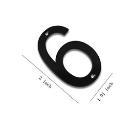 Premium 3 Inch High Stainless Steel Mailbox Numbers- Unique Polish Finish-Rustproof/Black/Number 6