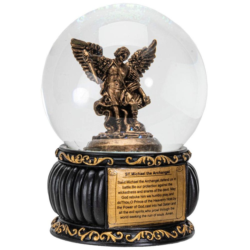 Snow Globe Archangel Michael Figurine with Prayer Message