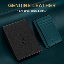 Travelambo Slim Wallet Front Pocket Minimalist Leather RFID Blocking Medium Size