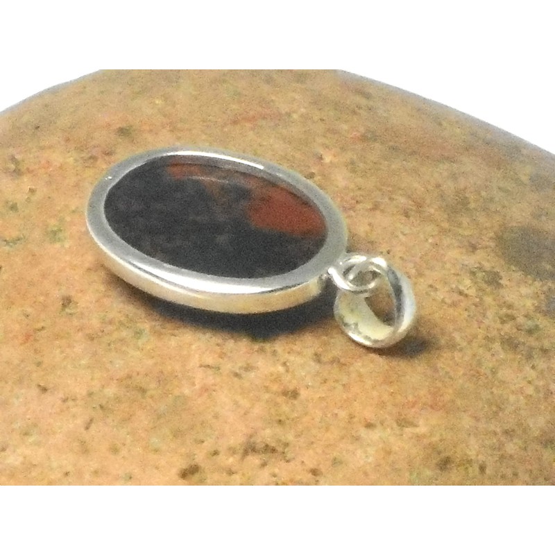 Art Gecko Oval Mahogany Obsidian Sterling Silver 925 Gemstone Pendant