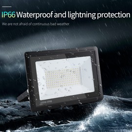 treoir LED Outdoor Spotlight 100 W, Super Bright 10000 LM LED Outdoor Spotlight 6000-6500 K Cool White LED Floodlight, IP66 Waterproof LED Floodlight for Garden, Garage, Backyard, Sports Field