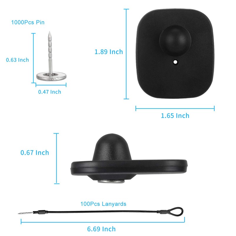1000 Pieces Hard Clothing Security Tags 8.2Mhz RF Frequency, Retail