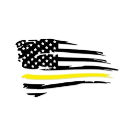 Distressed American Flag Vinyl Decal Sticker | Thin Yellow Line Tow Operators/Dispatcher