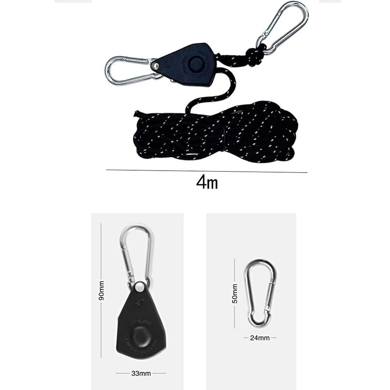 Heavy Duty Adjustable Grow Light Ratchet Rope Hanger for Grow