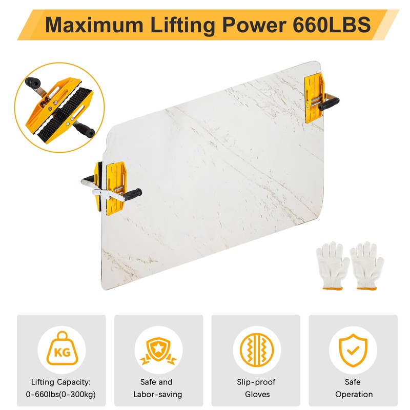 Double Handed Stone Carrying Clamps,Panel Carriers Lifting Tools,660 LBS Heavy