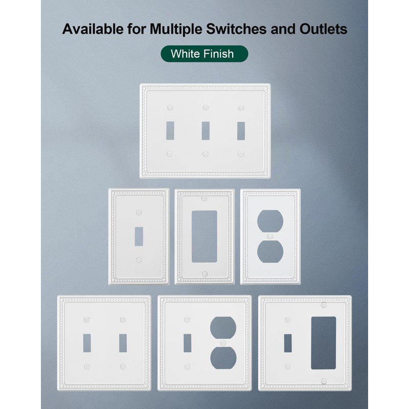 TREEWELL 2-Pack Combo Toggle/Decorator Light Switch Cover Plate, Pearls Decorative