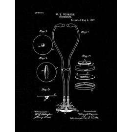 Stethoscope Patent Print Black Matte (13" x 19") M12365