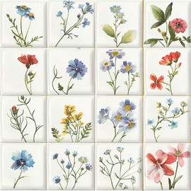 IVN Botanical Wildflower Peel and Stick Floor Tiles 12x12 Inch 10PCS