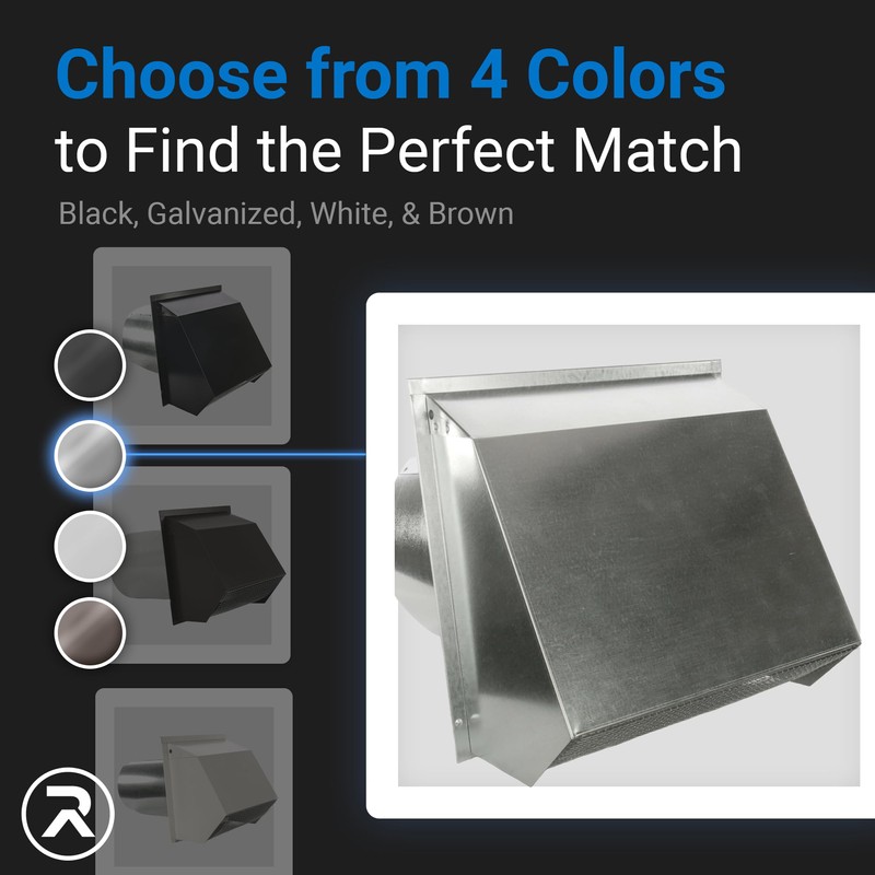 RDP Hooded Wall Vent with Screen and Damper (8 Inch,