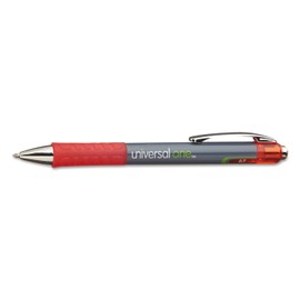 Universal 39722 Comfort Grip Retractable Gel Pen, Medium 0.7mm, Red Ink, Silver Barrel, Dozen