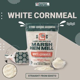 MARSH HEN MILL Stone Ground White Cornmeal Premium Heirloom Corn Flour All Purpose For Baking & Cooking Versatile & Consistent Results | Grown on Family Farm | Corn Meal For Corn Bread | 24 oz