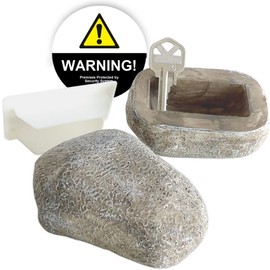 Imitation River Rock Hide-a-Key & Repositionable Vinyl Warning Decal Set