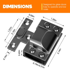 Mdkave Glass Door Hinges,Soft Close Hinges for Glass Cabinet Doors，304 Stainless Steel，Silent Closing for Thickness 5-8MM Doors(Black,2 Pack)