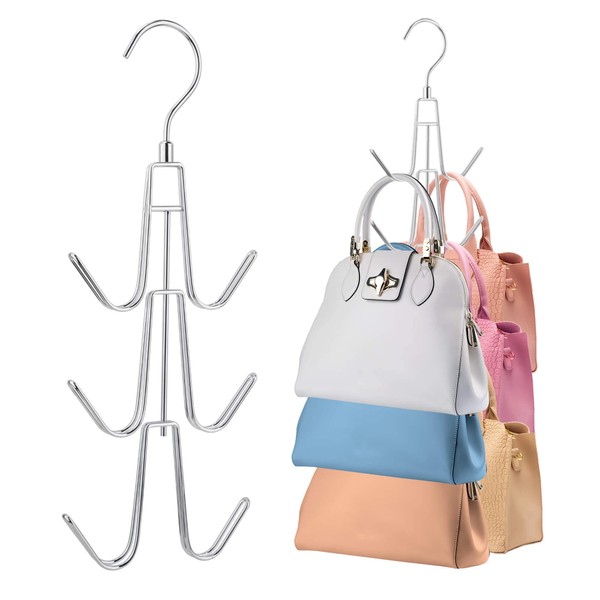 PODATOL Purse Hanger for Closet, Rotatable Bag Organizer, 6 Storage