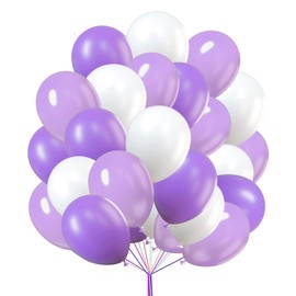 12" Latex Vibrant White, Purple, Light Purple Colour Combination Plain Balloons For Party Decorations Valentines Day Pack of 30