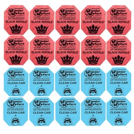20 pack of Wonder Wafer Car Air Freshener: Individually Wrapped - 10 Black Royale, 10 Clean Car, 2 scents