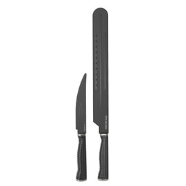 FYNORI 2-Piece Brisket Carving Knife Set, Made WITH Black Stainless Steel, WITH Plastic Sheath
