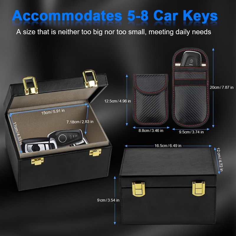 Jovbex Faraday Box with 2 Pack Faraday Bags for Key