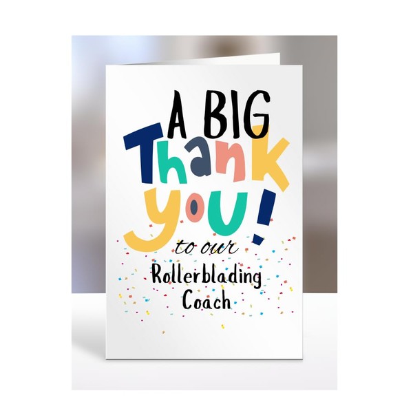 Thank you Rollerblading Coach card, Thanks, Thankyou, Gifts for men,
