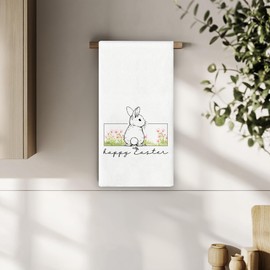 Bnzolyoia Easter Bunny Kitchen Towels - Easter Kitchen Towels, Easter Decor, Floral Spring Decor, Happy Easter Bunny Rabbit Spring Hand Towels Dish Towels for Bathroom Kitchen 16x24