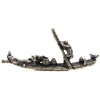 Veloshine Miniature Brass Fishing Boat Figurine Decorative Boat Model for