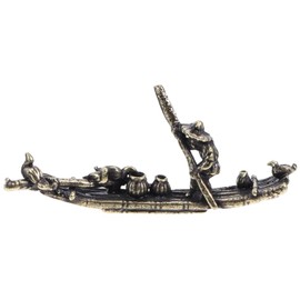 Veloshine Miniature Brass Fishing Boat Figurine Decorative Boat Model for Landscape and Desktop Ornament Charming Home for Bonsai Gardens