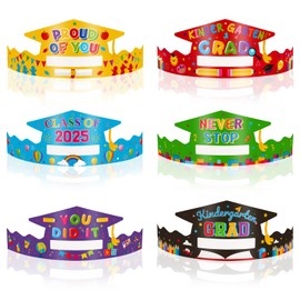 Konsait Kindergarten Graduations Caps, 30 Pack DIY Name Paper Graduation Hats for Kids, Adjustable Grad Crowns Party Supplies, Kindergarten Graduation Decorations
