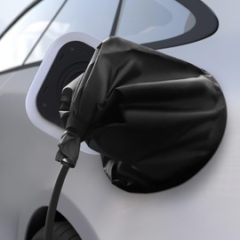 Wuyaoyao EV Charger Plug Port Cover, Waterproof Outdoor Electric Car Charger Plug Cover Rain Sun UV Snow All Weather Protection, Magnetic Adhesion Charger Cover for Electric Vehicles (Black)