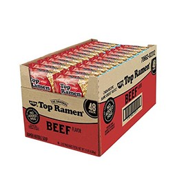 Nissin Top Ramen Beef Flavor Ramen Noodle Soup 3 Oz (Pack of 48)