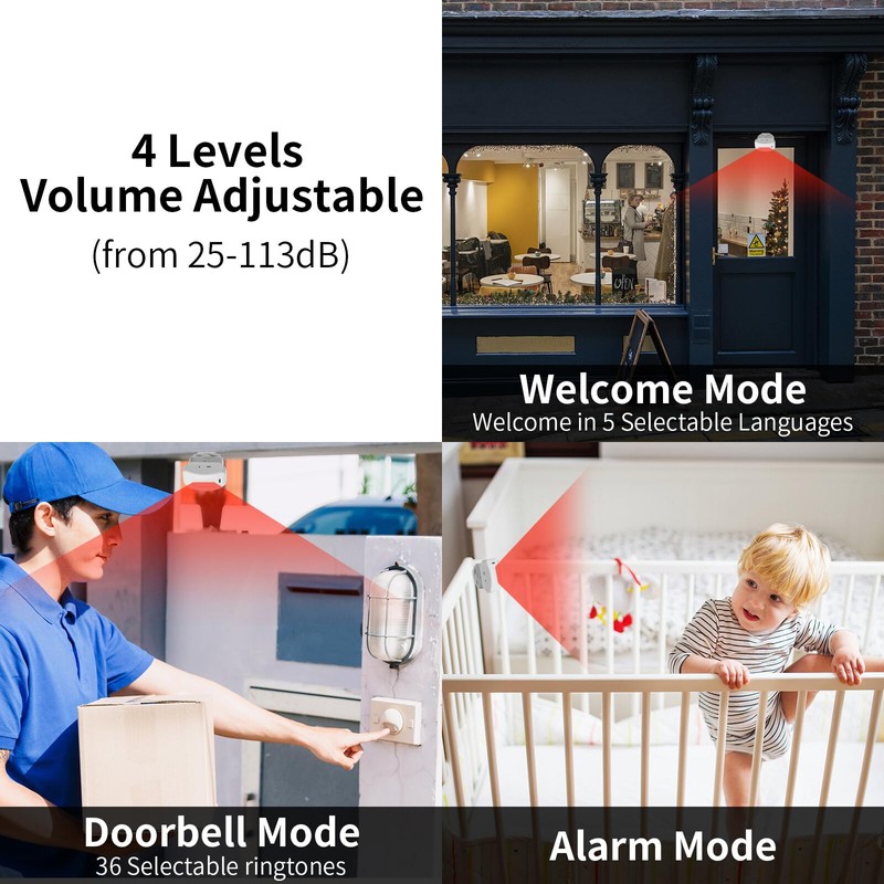 KCMYTONER Wireless Motion Sensor Door Chime,Entry Alert Chime for Business,Door