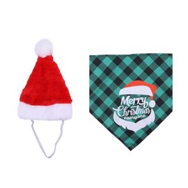 Dog Christmas Hat with Dog Bandana Bow Tie Collar Decorations for Dog Party Outfits (Style 04)