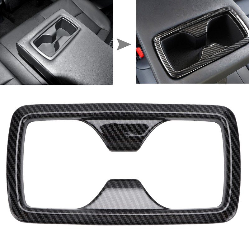 Rear Water Cup Holder Panel Frame Trim Carbon Fiber Style
