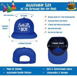 ZomefinKiu - Sombrero de séptimo cumpleaños para niños, botón de insignia de feliz séptimo cumpleaños para niños, regalo de fiesta de cumpleaños para niños de 7 años, decoraciones de séptimo