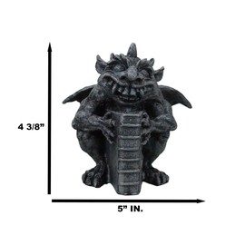 Ebros Gift Gothic Guardian of Bibliography Horned Gargoyle Reading Book of Spells Figurine 4.5" Tall Crazy Bookworm Librarian Gargoyles Sculpture