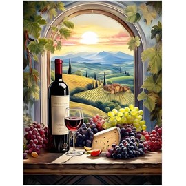 Wine Themed Tuscany Vineyard Pattern A1136 Accent Tile Mural Kitchen Bathroom Wall Backsplash Behind Stove Range Sink Splashback One Tile 8"x10" Ceramic, Glossy